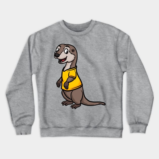 Cute Anthropomorphic Human-like Cartoon Character River Otter in Clothes Crewneck Sweatshirt by Sticker Steve